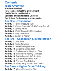 Impact Of Textiles On The Environment Worksheet Activity Booklet