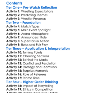 Impact One Night Only March Breakdown 2018 Worksheet Activity Booklet