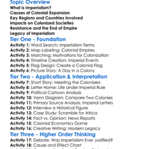 Imperialism And Colonial Expansion Worksheet Activity Booklet