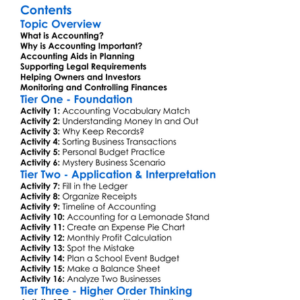 Importance Of Accounting In Business Worksheet Activity Booklet