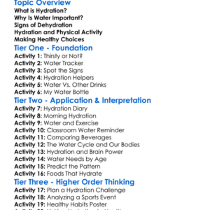 Importance Of Hydration Worksheet Activity Booklet