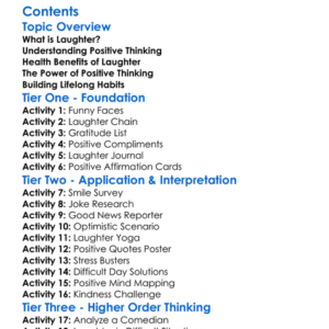 Importance Of Laughter And Positive Thinking Worksheet Activity Booklet