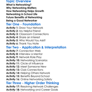 Importance Of Networking Worksheet Activity Booklet