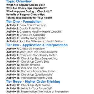 Importance Of Regular Check-Ups Worksheet Activity Booklet