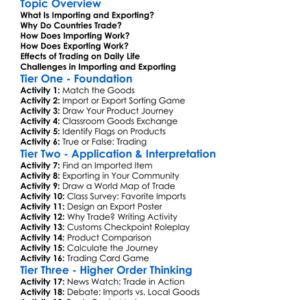 Importing And Exporting Worksheet Activity Booklet