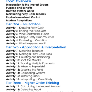 Imprest System Worksheet Activity Booklet