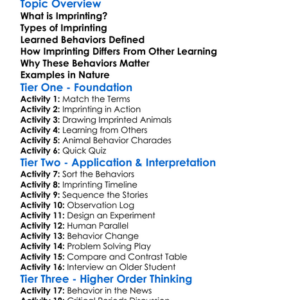 Imprinting And Learned Behaviors Worksheet Activity Booklet