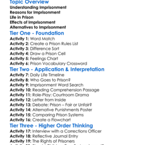 Imprisonment Worksheet Activity Booklet