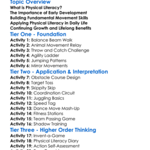 Improving Physical Literacy Worksheet Activity Booklet