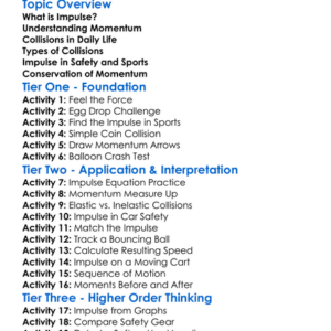 Impulse And Collisions Worksheet Activity Booklet