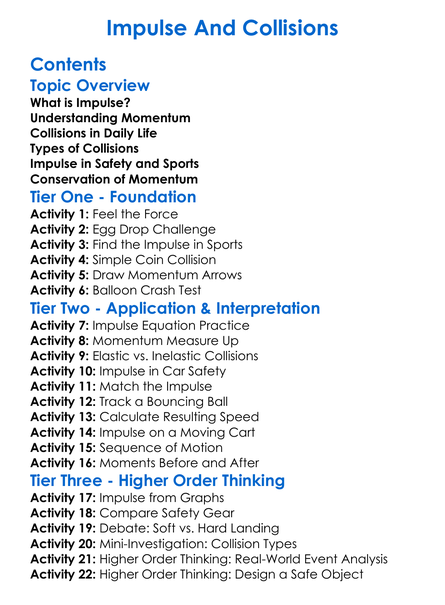 Impulse And Collisions Worksheet Activity Booklet
