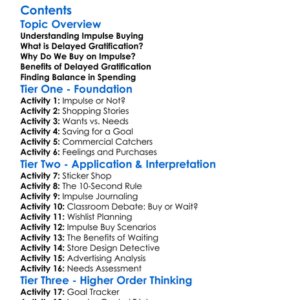 Impulse Buying And Delayed Gratification Worksheet Activity Booklet