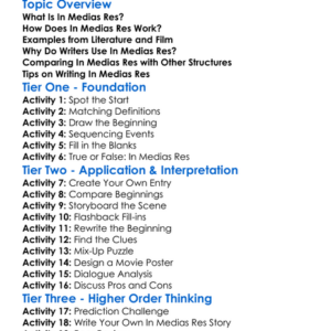 In Medias Res Worksheet Activity Booklet