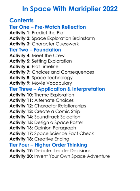 In Space With Markiplier 2022 Worksheet Activity Booklet