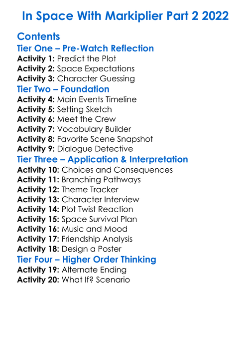 In Space With Markiplier Part 2 2022 Worksheet Activity Booklet