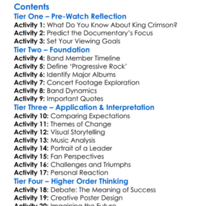 In The Court Of The Crimson King King Crimson At 50 2022 Worksheet Activity Booklet