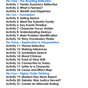 In The Ravine Anton Chekhov Worksheet Activity Booklet