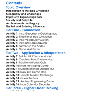 Inca Civilization And Andean Engineering Worksheet Activity Booklet