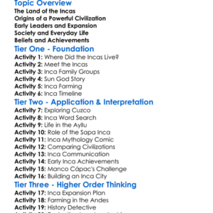 Inca Empire Beginnings Worksheet Activity Booklet