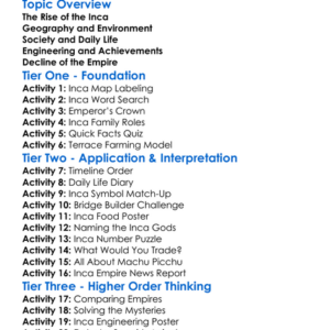 Inca Empire Worksheet Activity Booklet