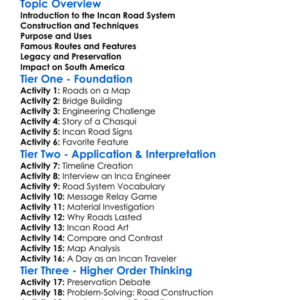 Incan Road System Worksheet Activity Booklet