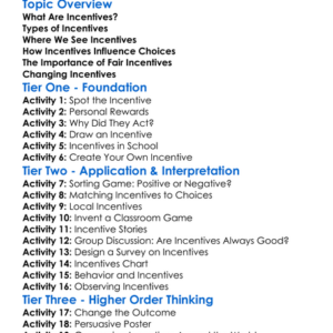 Incentives Worksheet Activity Booklet