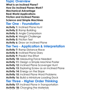 Inclined Planes Worksheet Activity Booklet