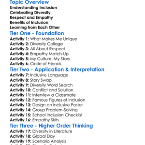 Inclusion And Diversity Worksheet Activity Booklet