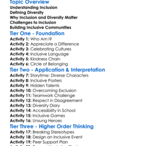 Inclusion And Diversity Worksheet Activity Booklet