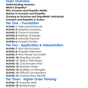 Inclusion And Empathy Worksheet Activity Booklet