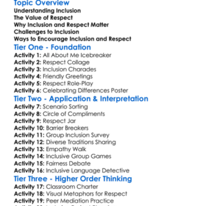 Inclusion And Respect Worksheet Activity Booklet