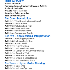 Inclusion In Physical Activity Worksheet Activity Booklet
