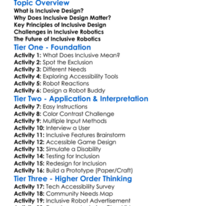 Inclusive Design In Robotics Worksheet Activity Booklet