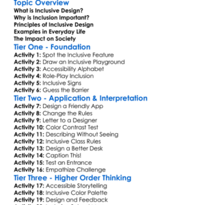 Inclusive Design Principles Worksheet Activity Booklet