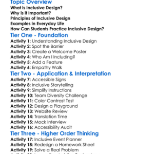 Inclusive Design Worksheet Activity Booklet