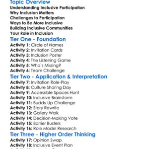 Inclusive Participation Worksheet Activity Booklet