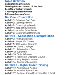 Inclusivity And Respect In Sport Worksheet Activity Booklet