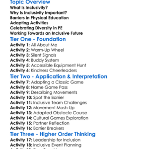 Inclusivity In Physical Education Worksheet Activity Booklet