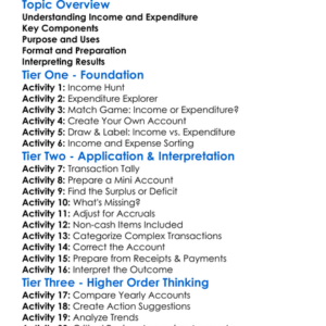 Income And Expenditure Accounts Worksheet Activity Booklet