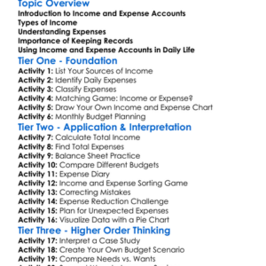 Income And Expense Accounts Worksheet Activity Booklet