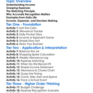 Income And Expense Recognition Worksheet Activity Booklet