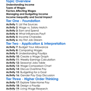 Income And Wages Worksheet Activity Booklet