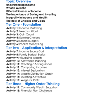 Income And Wealth Worksheet Activity Booklet