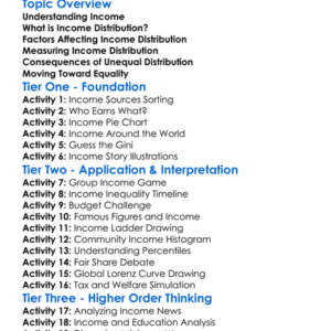 Income Distribution Worksheet Activity Booklet
