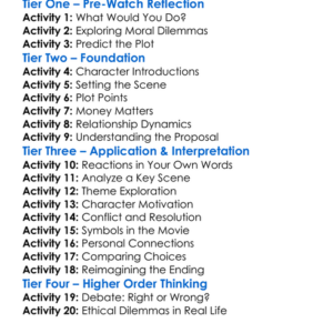 Indecent Proposal 1993 Worksheet Activity Booklet