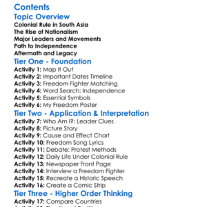Independence Movements In India And South Asia Worksheet Activity Booklet