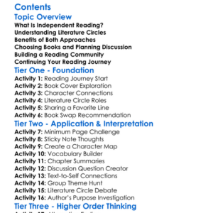 Independent Reading And Literature Circles Worksheet Activity Booklet
