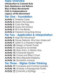 Indian Independence Movement Worksheet Activity Booklet
