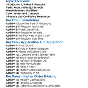Indian Philosophy Worksheet Activity Booklet