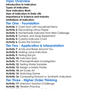Indicators And Their Uses Worksheet Activity Booklet